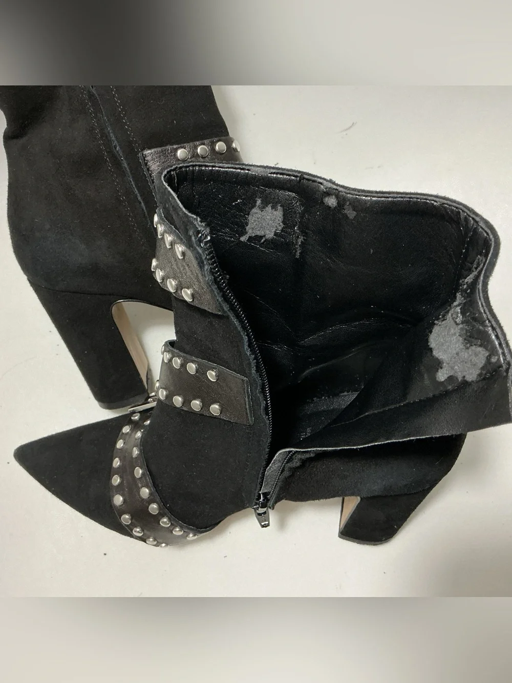 Italian Shoemakers Black Studded Pointed-Toe Buckle Ankle Boots